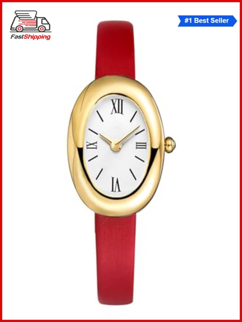 Oval Dial Bangle Bracelet Watch Quartz Analog Waterproof 30M